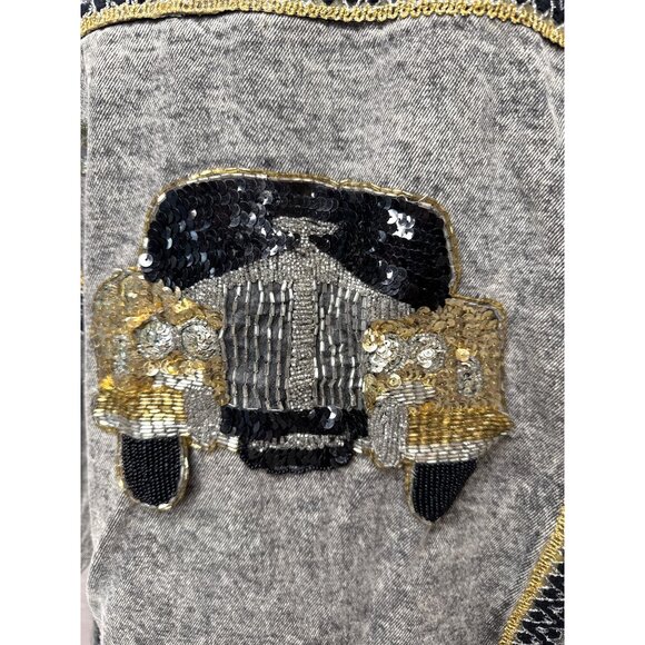 Vintage Retro Jordache Denim Jacket Embellished W/Rhinestones & Button Accents M - Picture 8 of 14